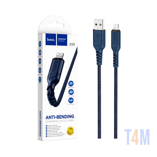 Cable de Carga Hoco X59 Victory 2.4A Lightninig Azul